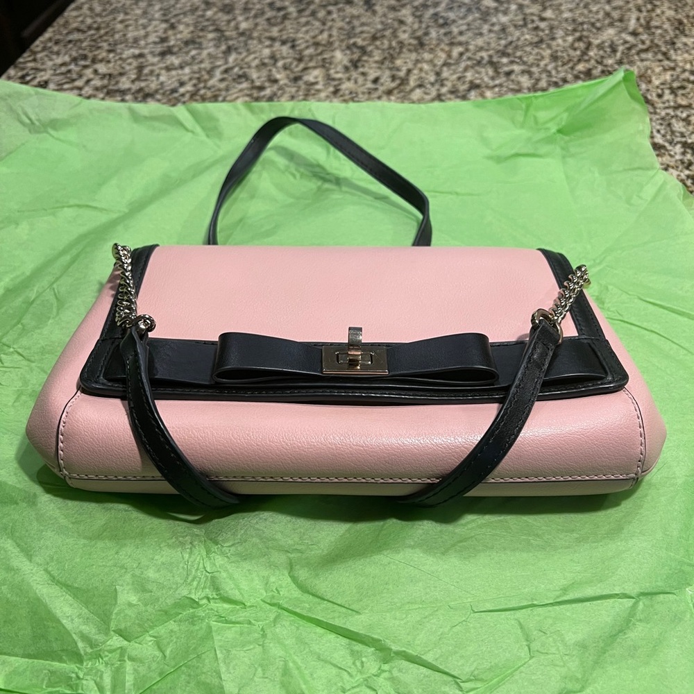 Kate Spade pink and Black Shoulder Bag with a kiss lock